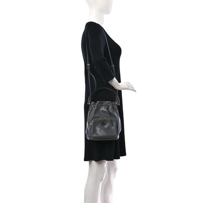 Prada Light Calfskin Saffiano Mini Bucket Crossbody Bag Marmo 2 of 8