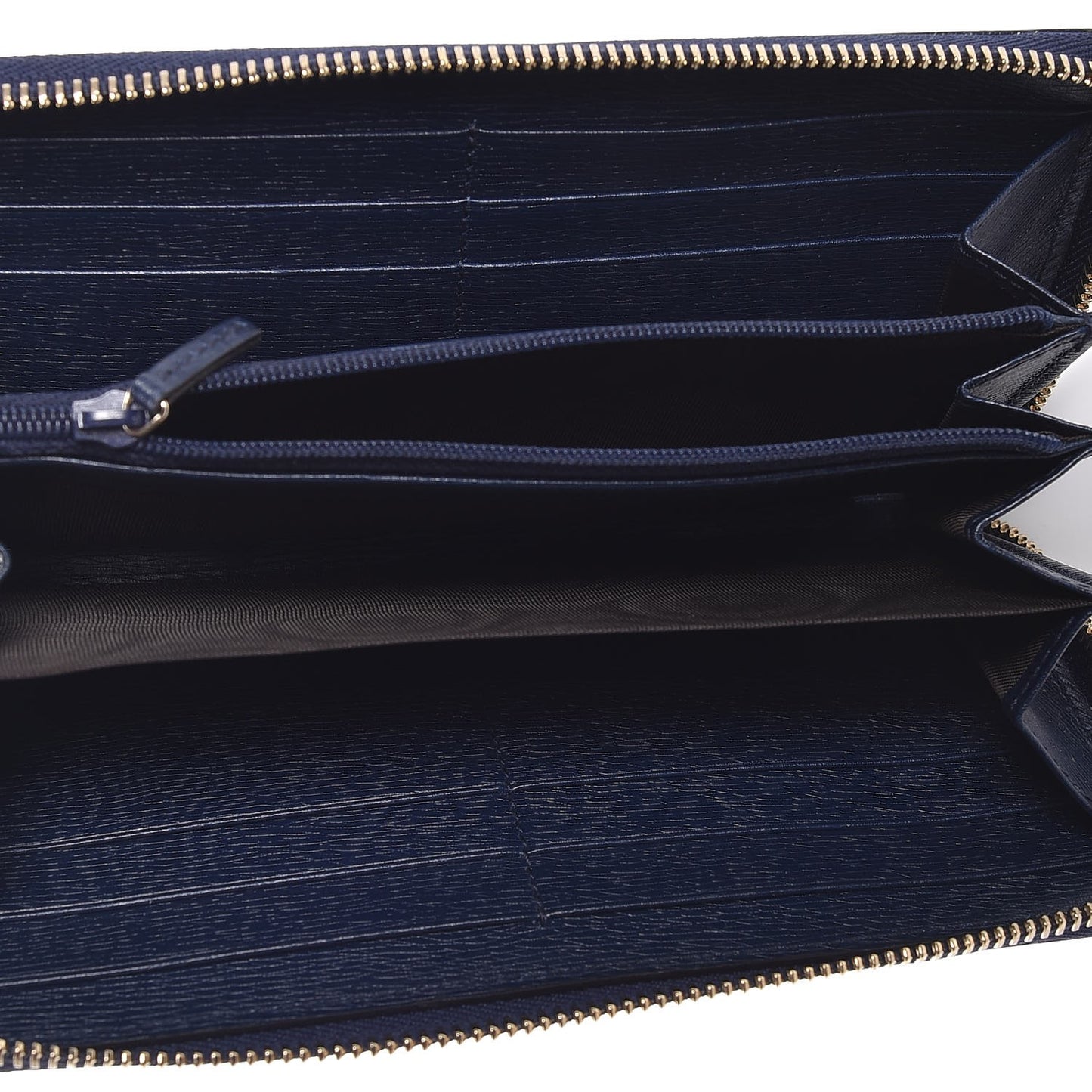 Calfskin Heartbeat Print Zip Around Wallet Blue