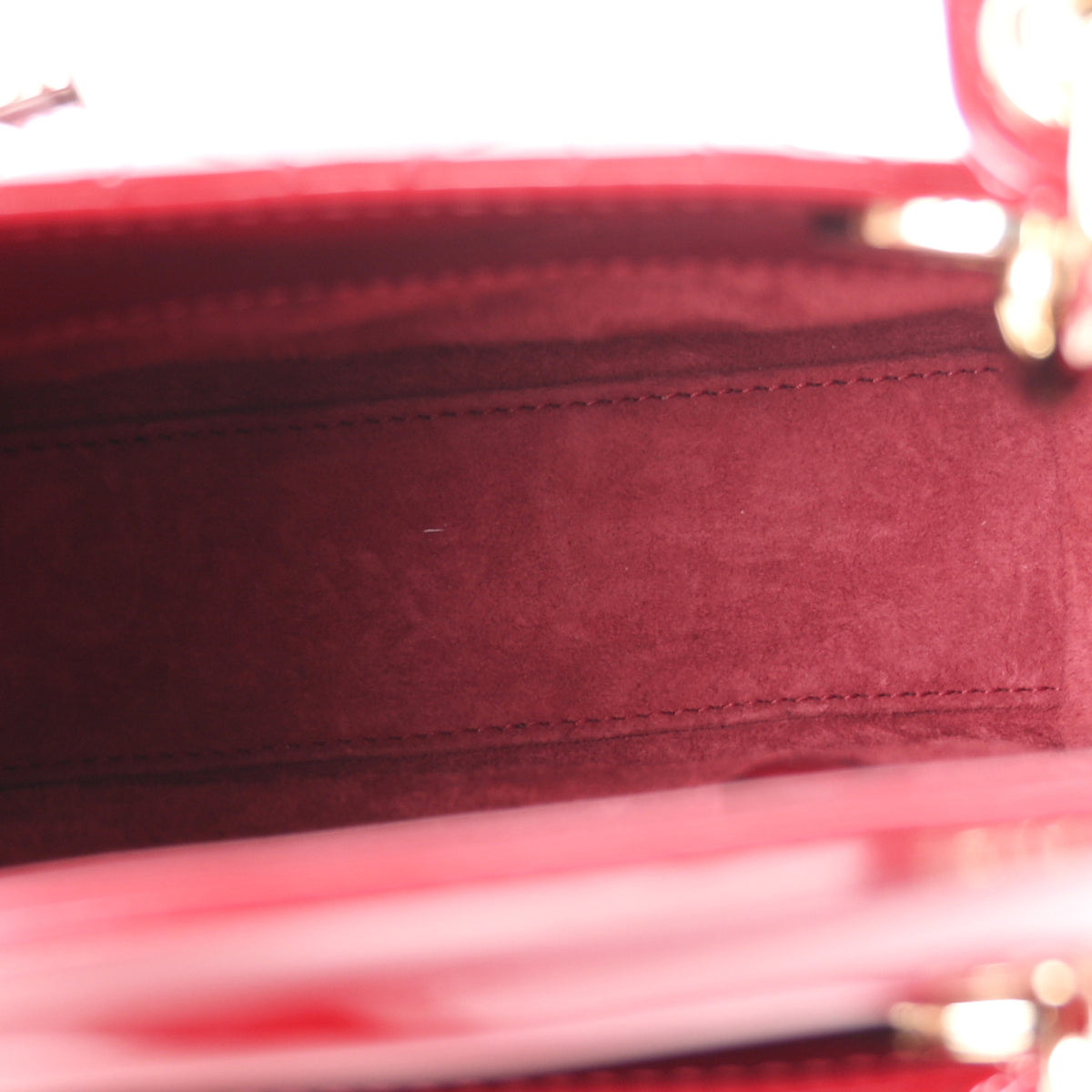 Christian Dior Patent Cannage Mini Lady Dior Red 5 of 11