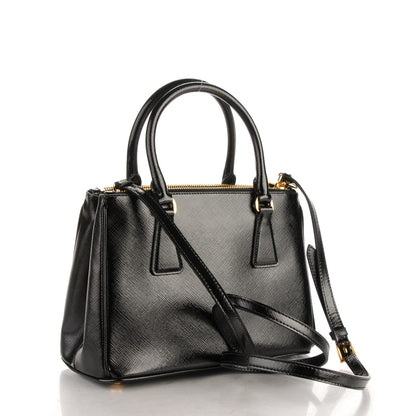 Prada Saffiano Vernice Mini Galleria Double Zip Tote Black 3 of 8