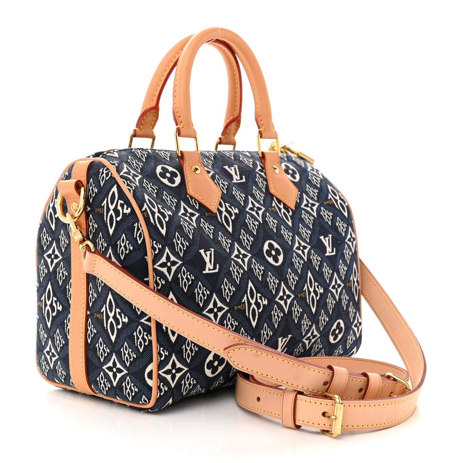 Louis Vuitton Jacquard Since 1854 Speedy Bandouliere 25 Blue 3 of 14