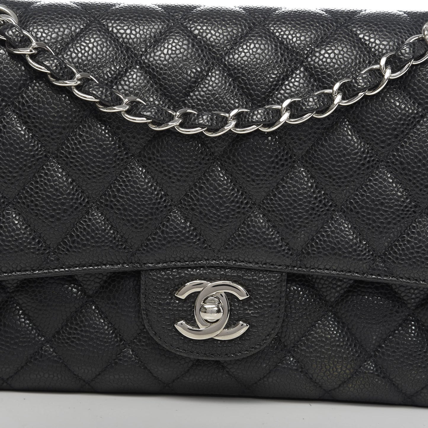 Caviar Quilted Medium Double Flap Black