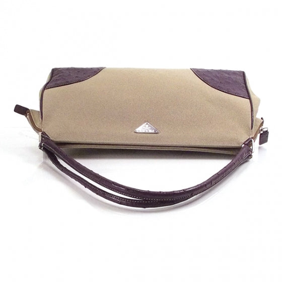 Canvas Ostrich Tote Tan Purple