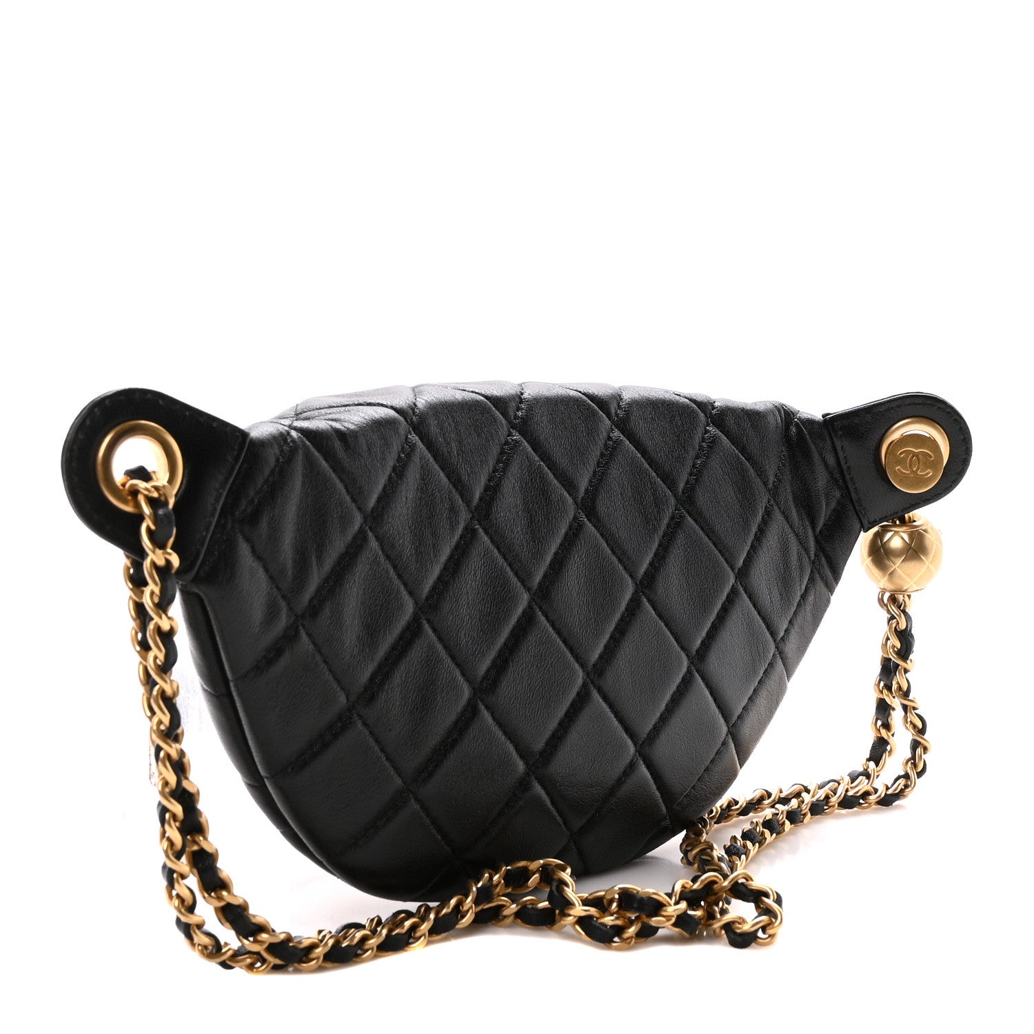 Chanel Lambskin Quilted Pearl Crush Belt Bag Black 2 of 11