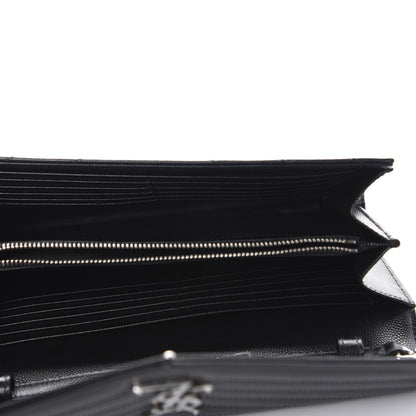 Saint Laurent Grain De Poudre Matelasse Chevron Monogram Chain Wallet Black 6 of 12