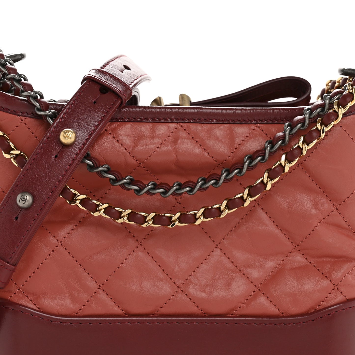 Aged Calfskin Quilted Small Gabrielle Hobo Red