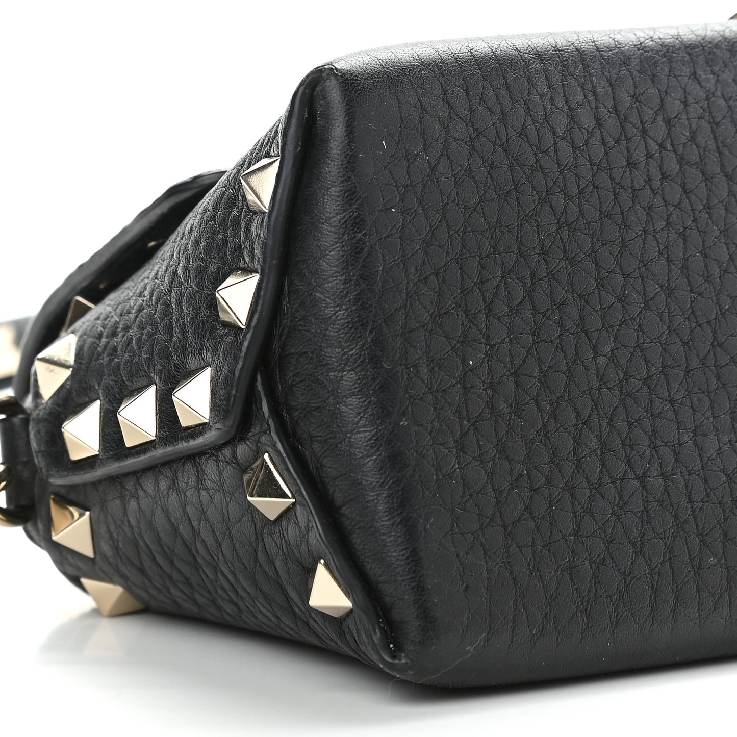 Pebbled Calfskin Mini Rockstud Crossbody Bag Black