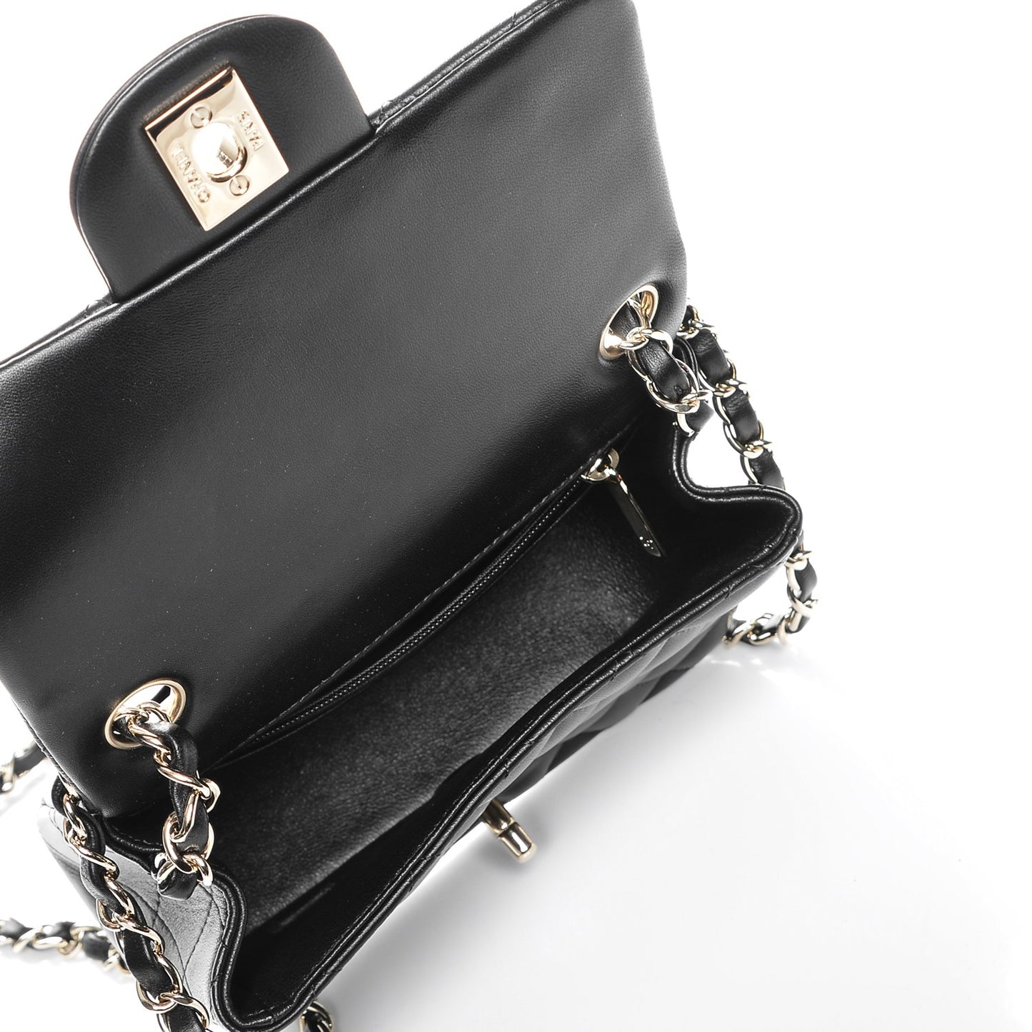 Lambskin Quilted Mini Square Flap Black