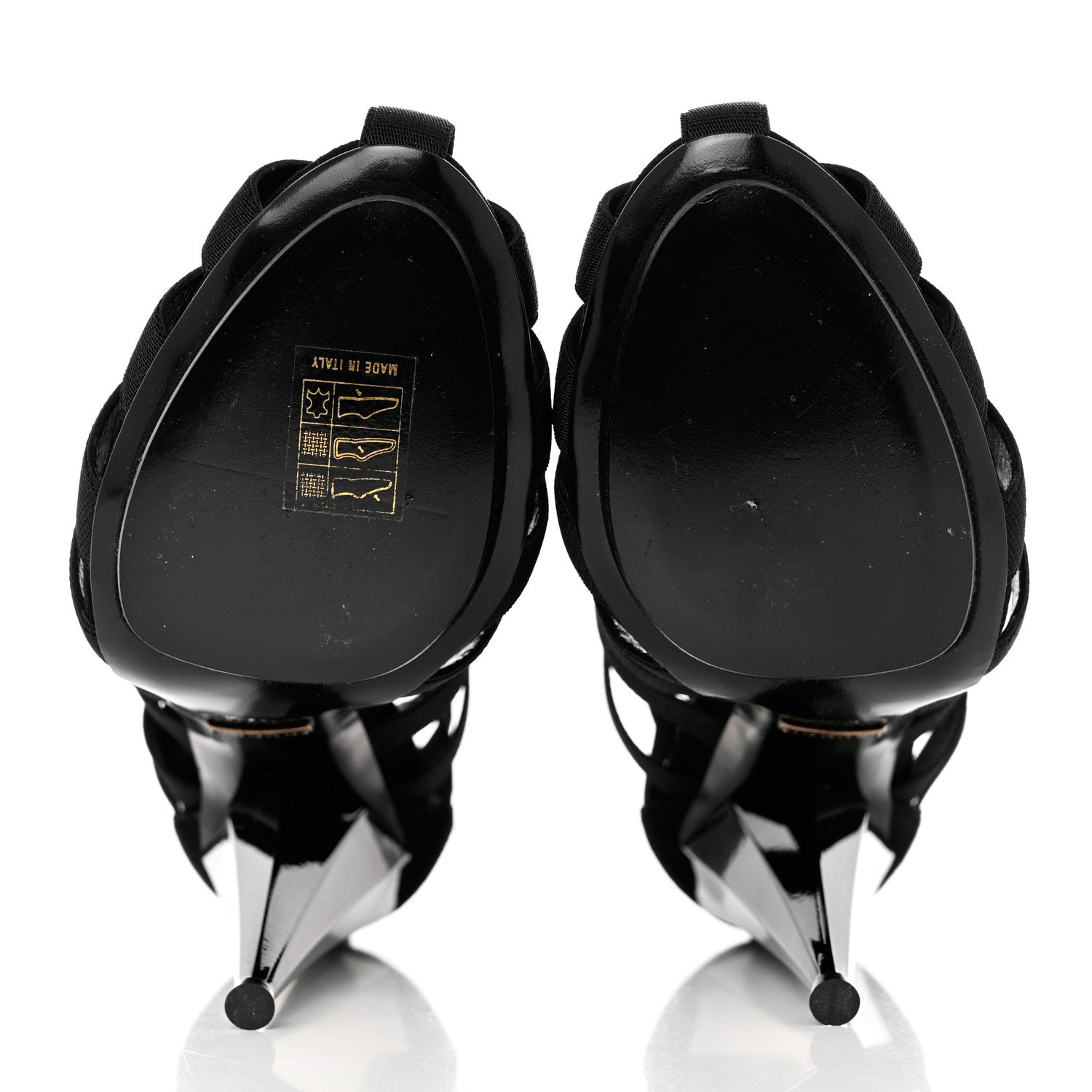 Gucci Nappa Elastic Moony Kid Heeled Sandals 37.5 Black 5 of 10