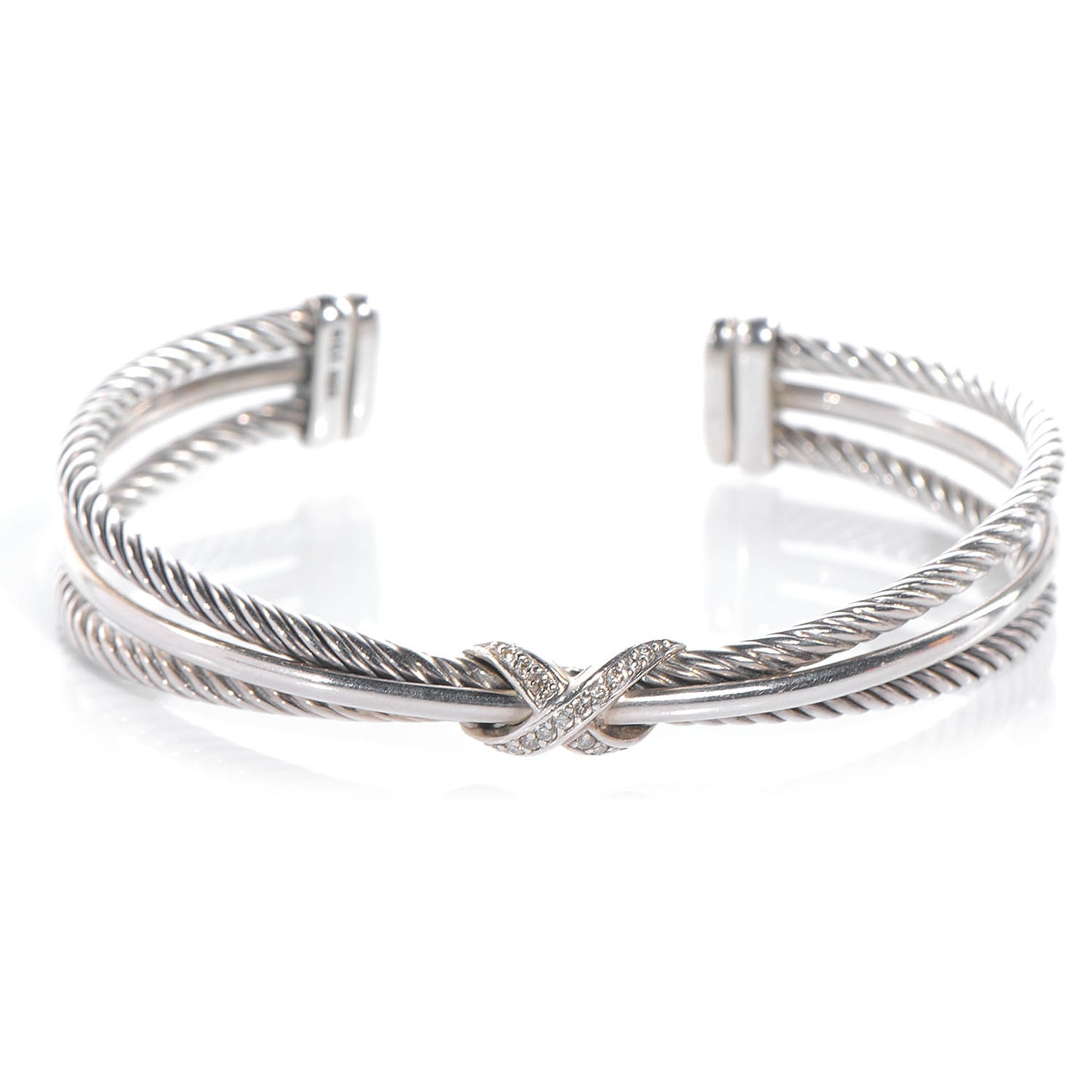 Sterling Silver Diamond Crossover X Cuff