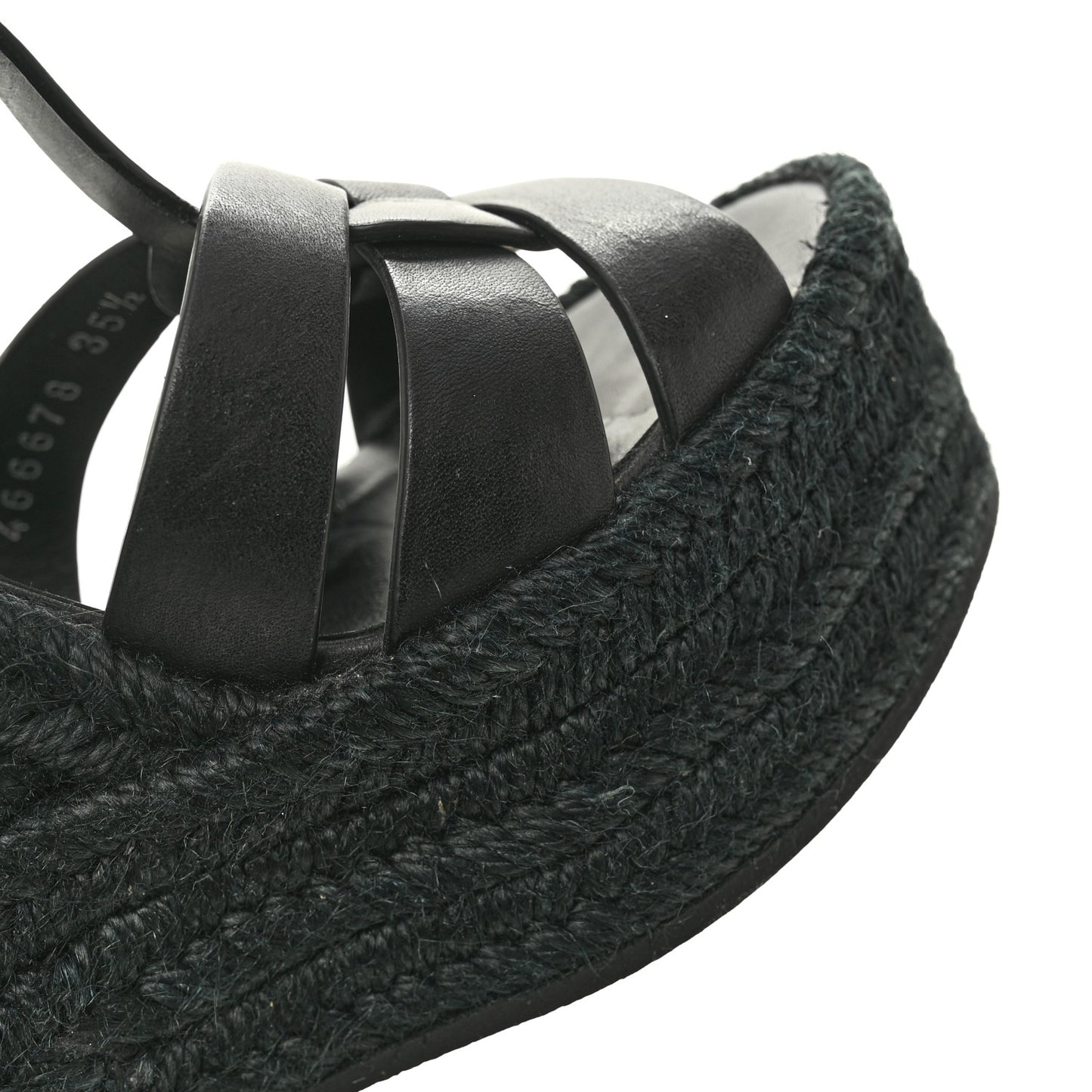 Calfskin Tribute 95 Platform Espadrille Wedge Sandals 35.5 Black