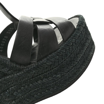 Saint Laurent Calfskin Tribute 95 Platform Espadrille Wedge Sandals 35.5 Black 11 of 13