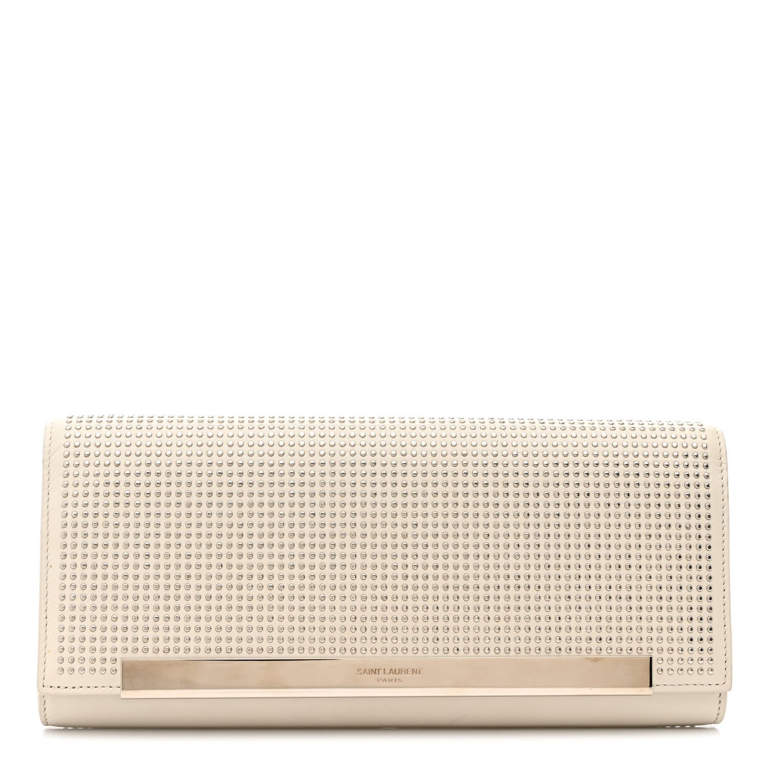 Saint Laurent Calfskin Studded Lutetia Flap Clutch White 1 of 13