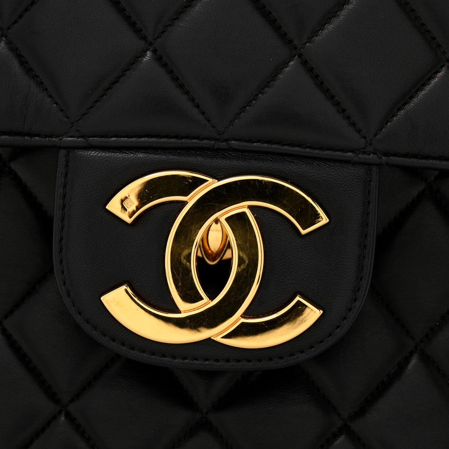 Lambskin Quilted XL Jumbo Single Flap Black