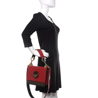 Fendi Vitello Century F is Fendi Bi-Color FF 1974 Embossed Kan I Shoulder Bag Fragola Maya Black 3 of 12