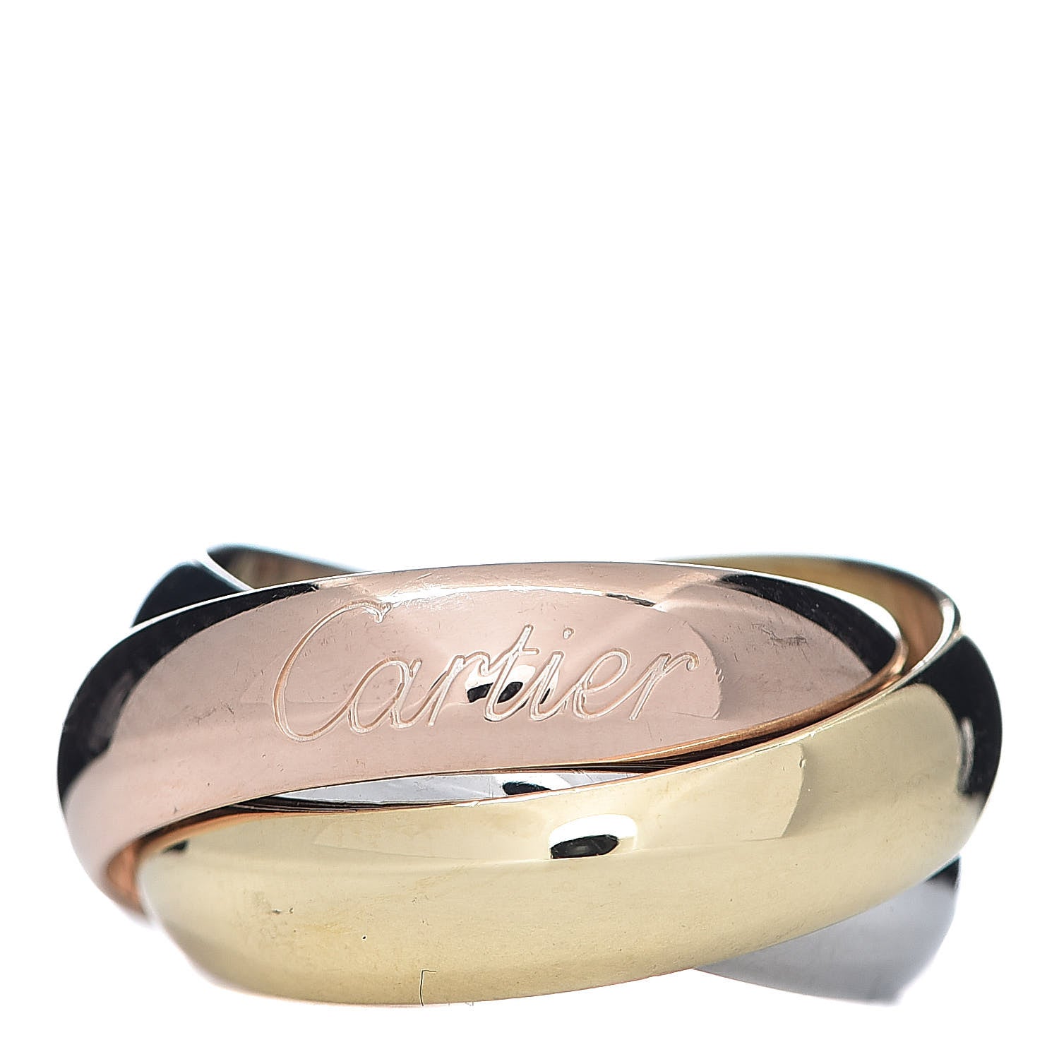 Cartier 18K Pink Yellow White Gold Large Trinity Ring 50 5.25 1 of 5