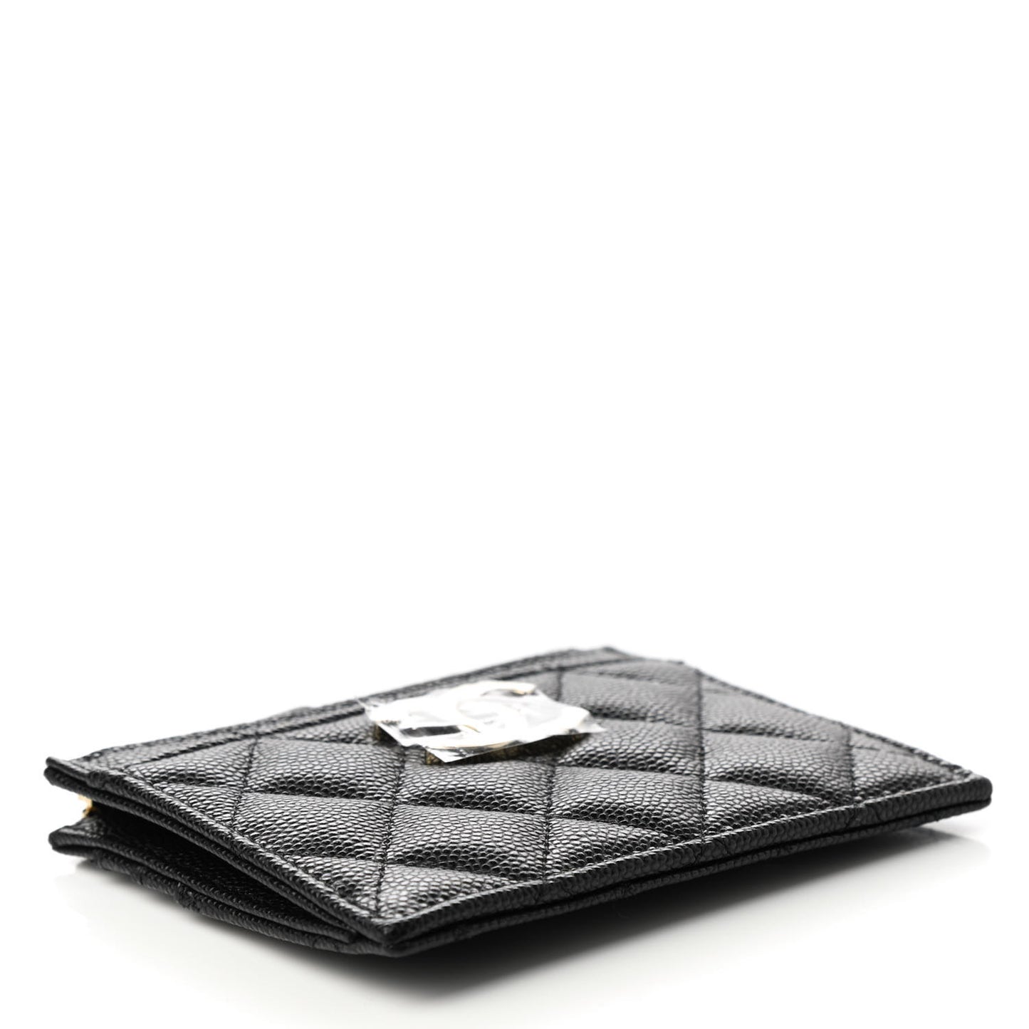 Caviar Quilted CC Zip Card Holder Black