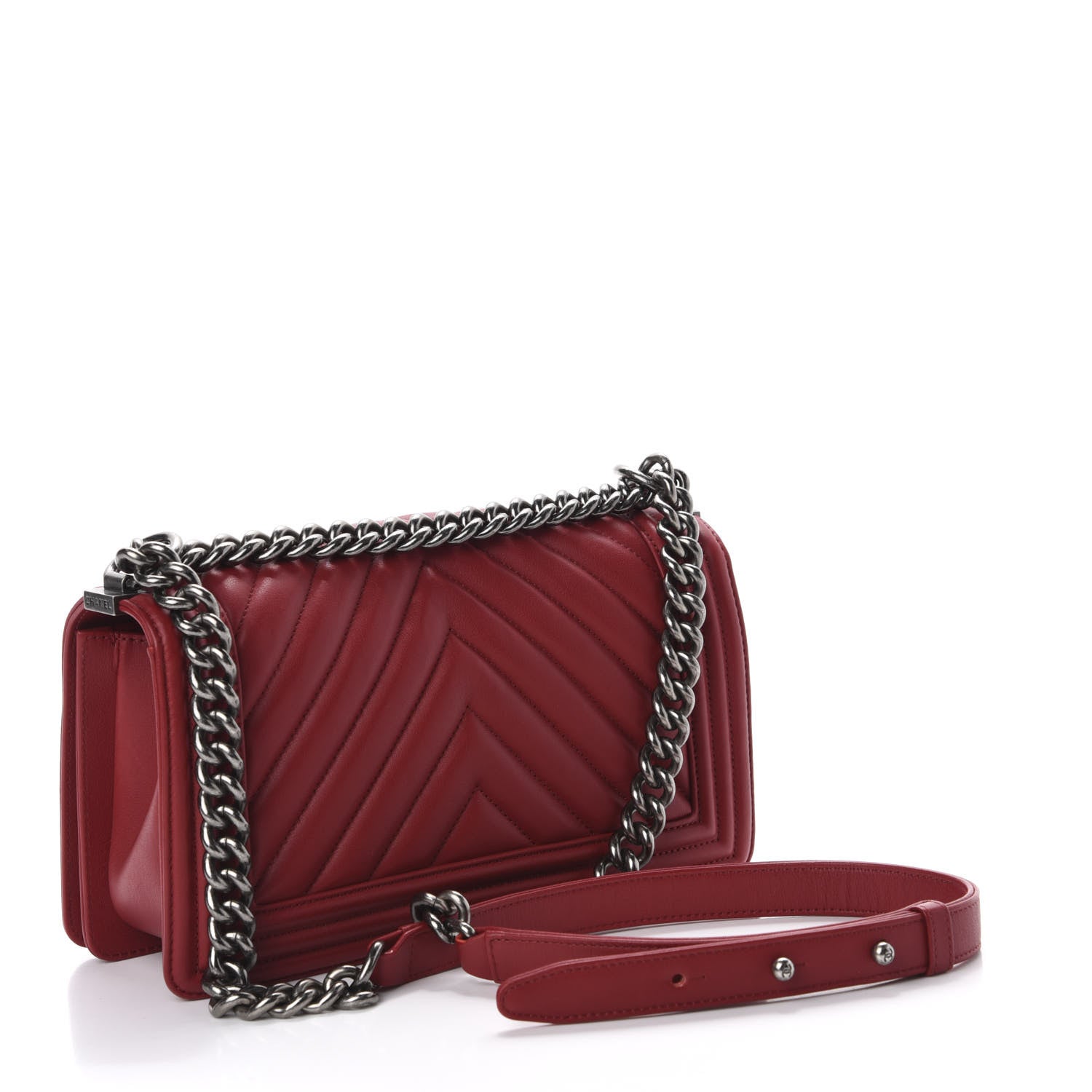 Chanel Calfskin Chevron Quilted Medium Boy Flap Red 3 of 11