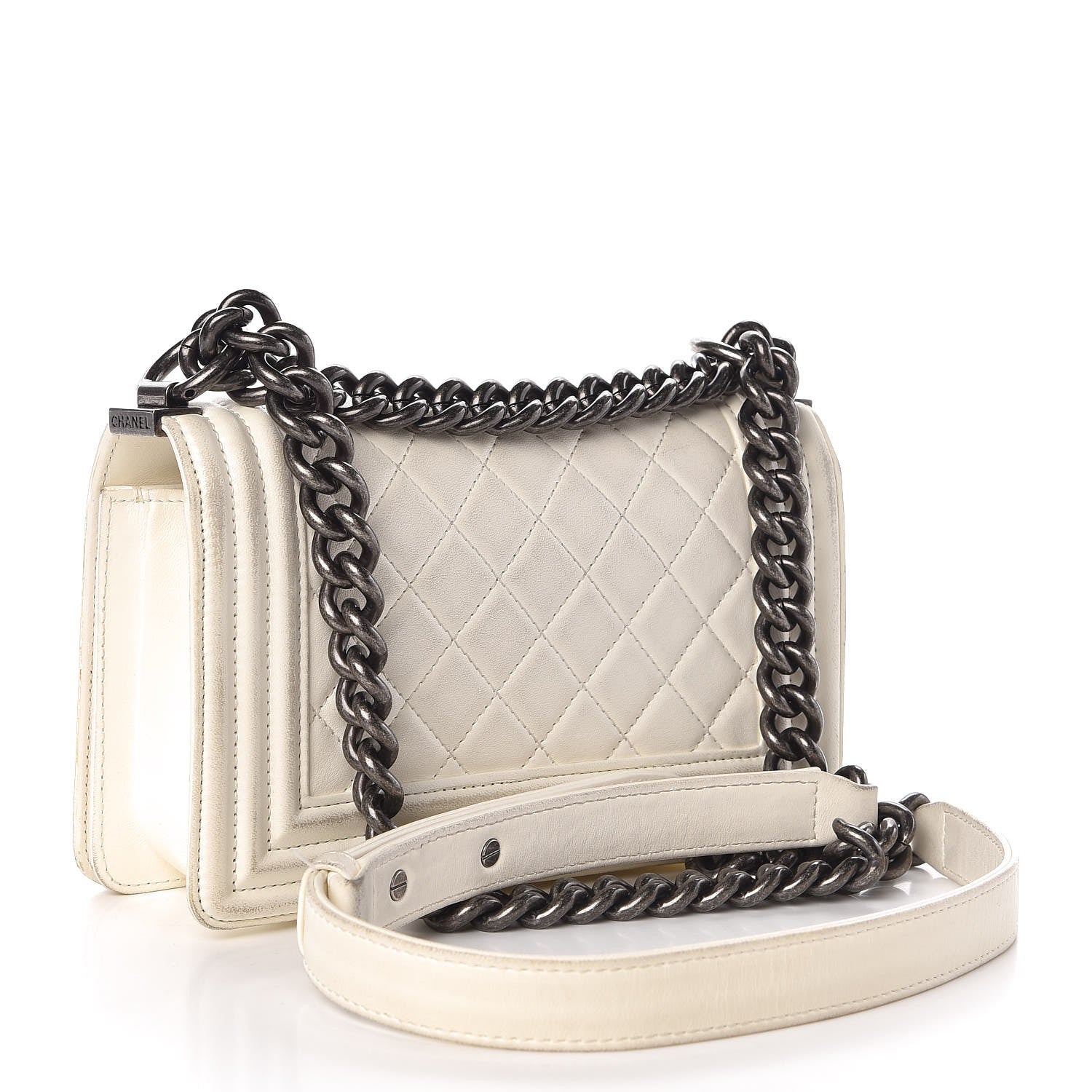 Chanel Lambskin Quilted Small Boy Flap Ivory 3 of 14