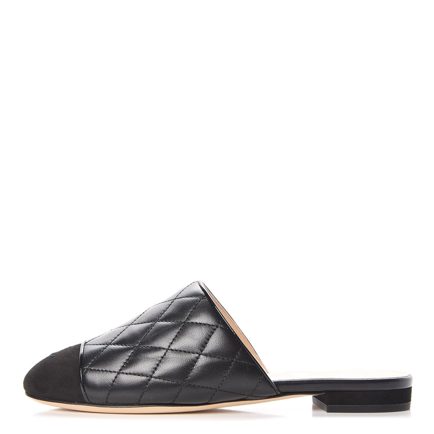 Lambskin Suede Quilted Mules 35 Black