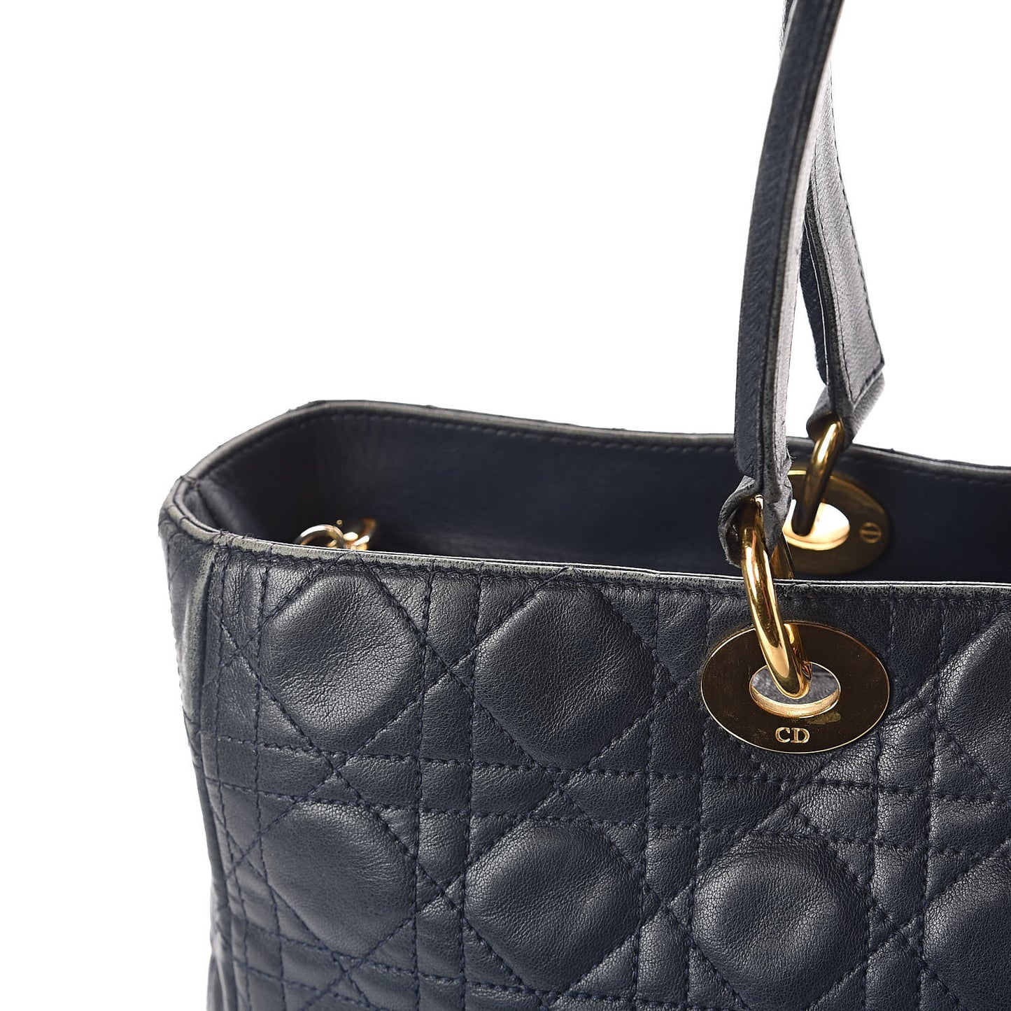 Lambskin Cannage Large Soft Lady Dior Shopping Tote Navy Blue