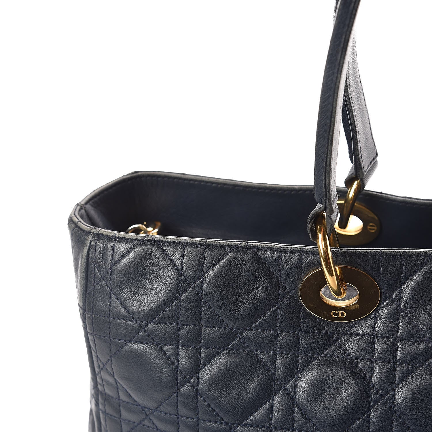 Christian Dior Lambskin Cannage Large Soft Lady Dior Shopping Tote Navy Blue 13 of 19