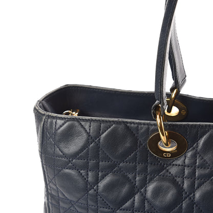 Christian Dior Lambskin Cannage Large Soft Lady Dior Shopping Tote Navy Blue 13 of 19