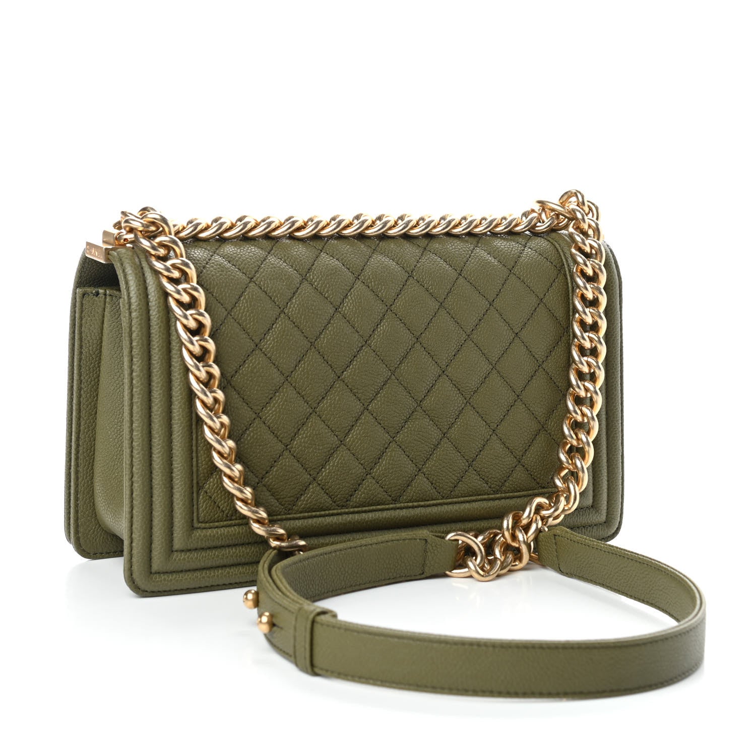 Chanel Caviar Quilted Medium Boy Flap Khaki 3 of 11