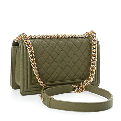 Chanel Caviar Quilted Medium Boy Flap Khaki 3 of 11