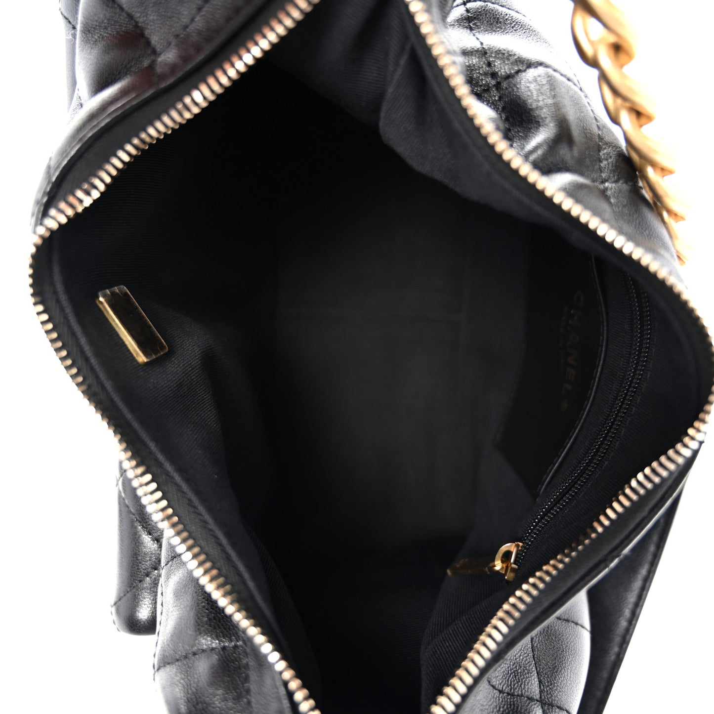 Shiny Lambskin Quilted Trendy Pockets Hobo Black