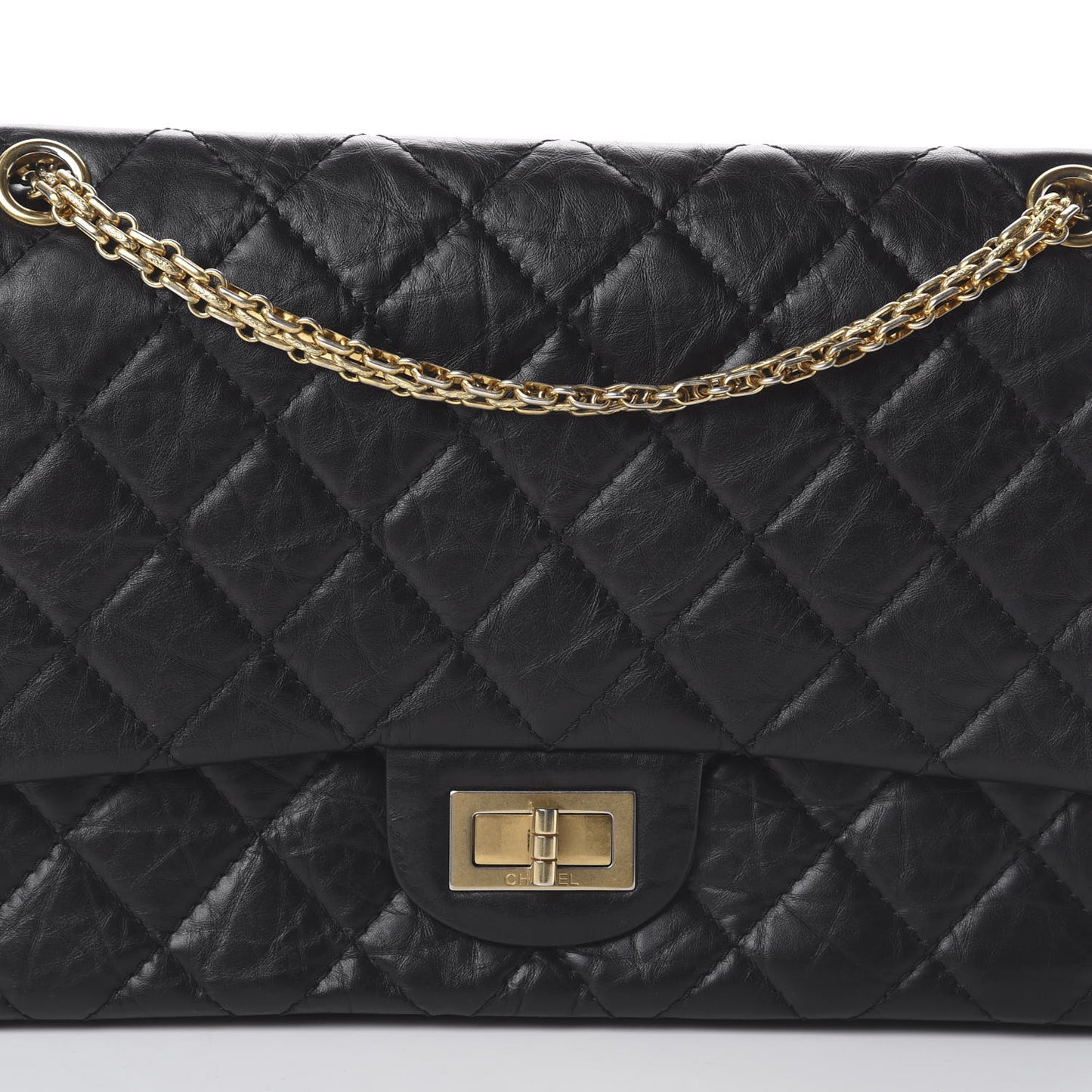 Aged Calfskin Quilted 2.55 Reissue 227 Flap Black