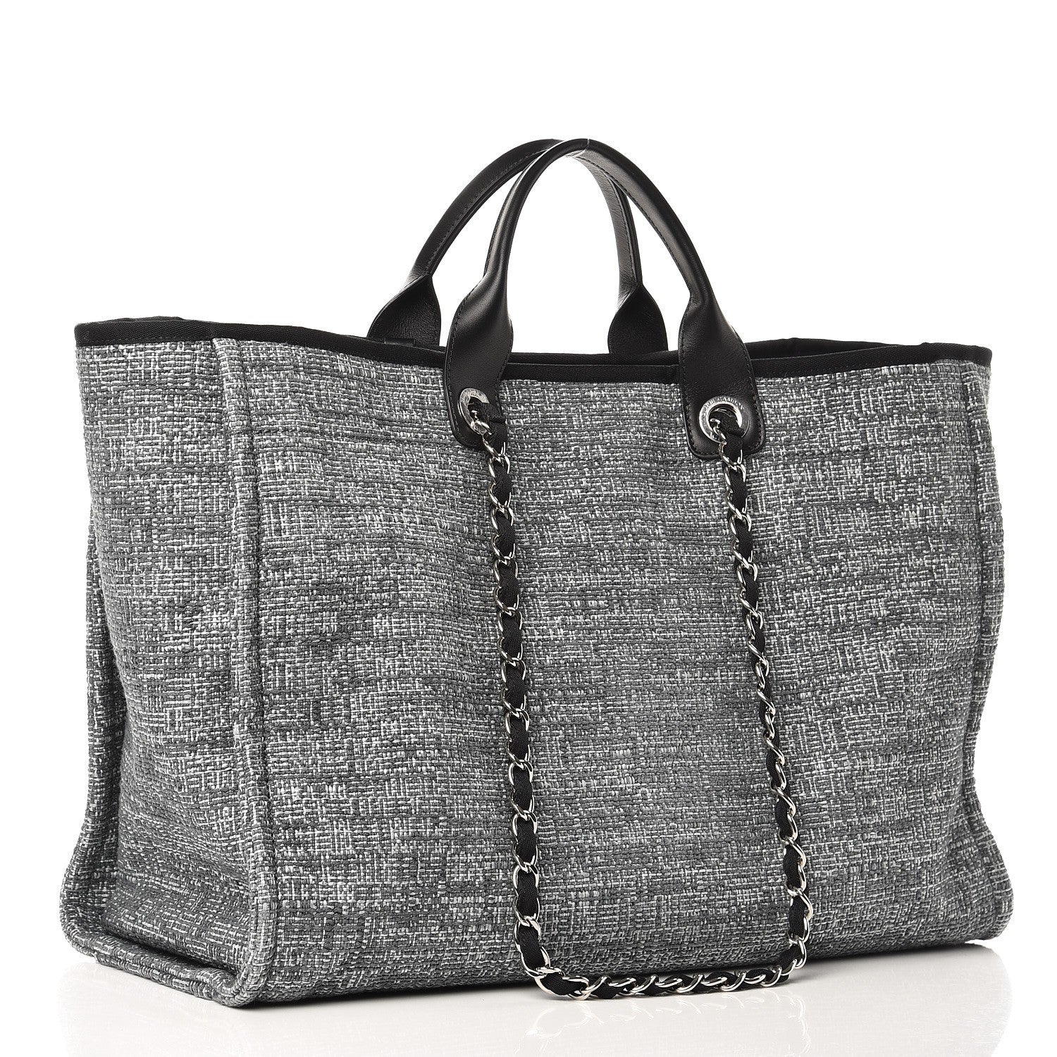 Chanel Canvas Large Deauville Tote Charcoal 3 of 7