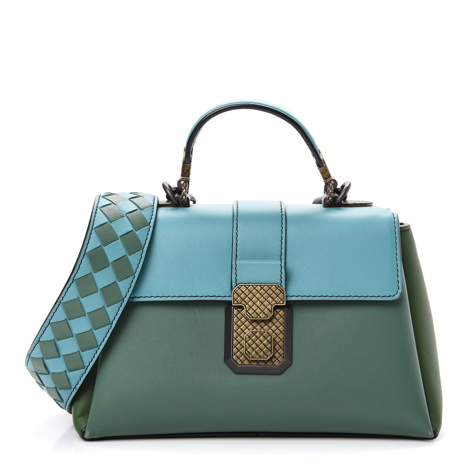 Bottega Veneta Nappa Multicolor Piazza Bag Thyme Aqua Ivy Black 1 of 12