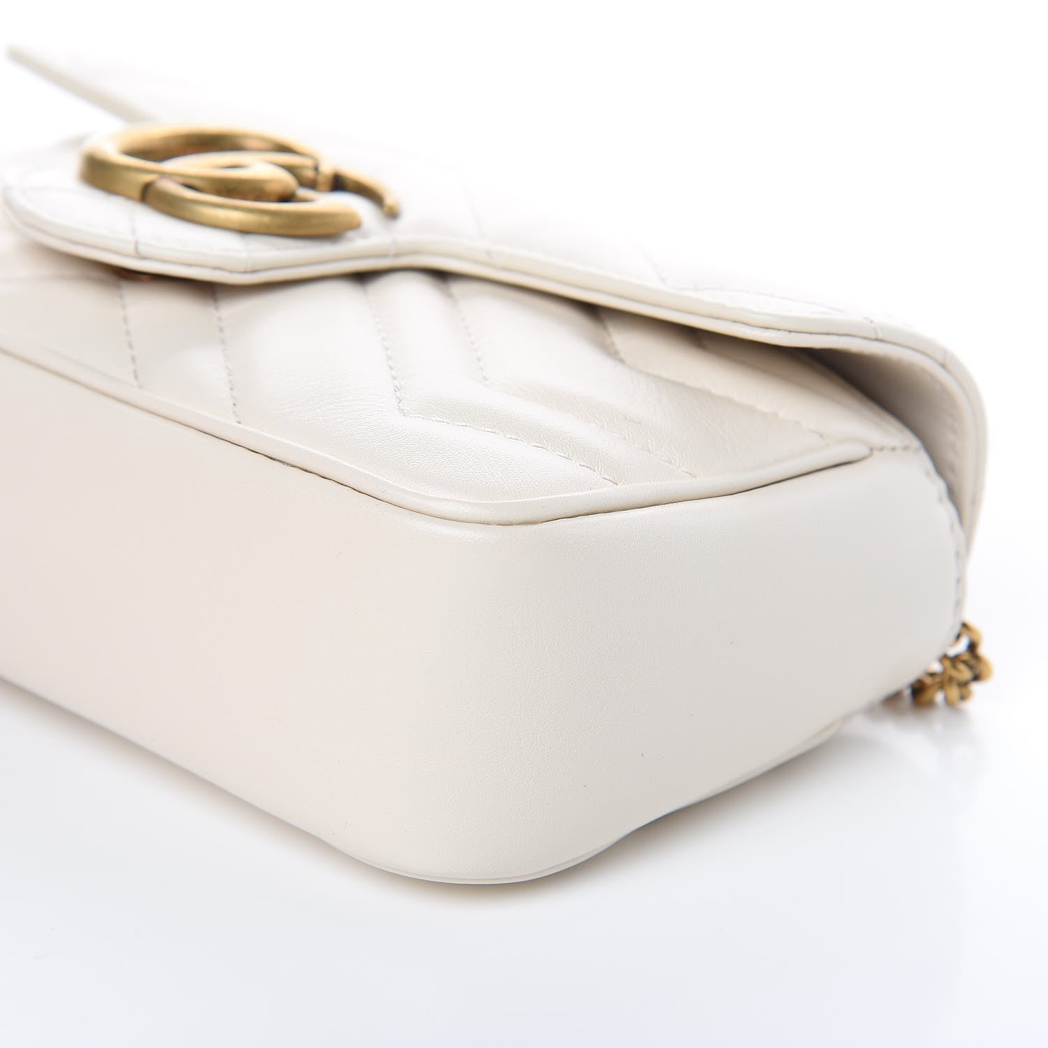 Gucci Calfskin Matelasse Super Mini GG Marmont Shoulder Bag White 9 of 10