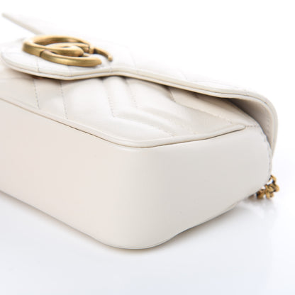 Gucci Calfskin Matelasse Super Mini GG Marmont Shoulder Bag White 9 of 10