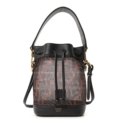 Fendi Mesh Vitello Grace F is Fendi FF 1974 Mini Mon Tresor Bucket Bag Marrone Black Ebano 1 of 10