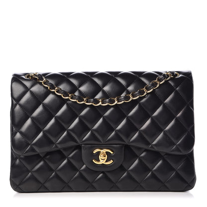 Chanel Lambskin Quilted Jumbo Double Flap Black 1 of 12