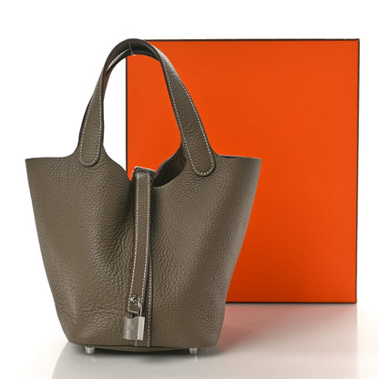 Hermes Taurillon Clemence Picotin Lock 18 PM Etoupe 10 of 10