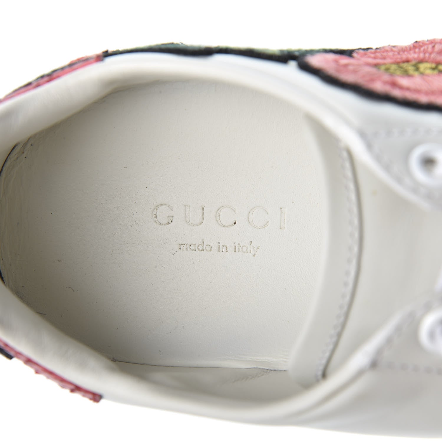 Gucci Calfskin Web Floral Embroidered Ace Sneakers 36 White 9 of 11