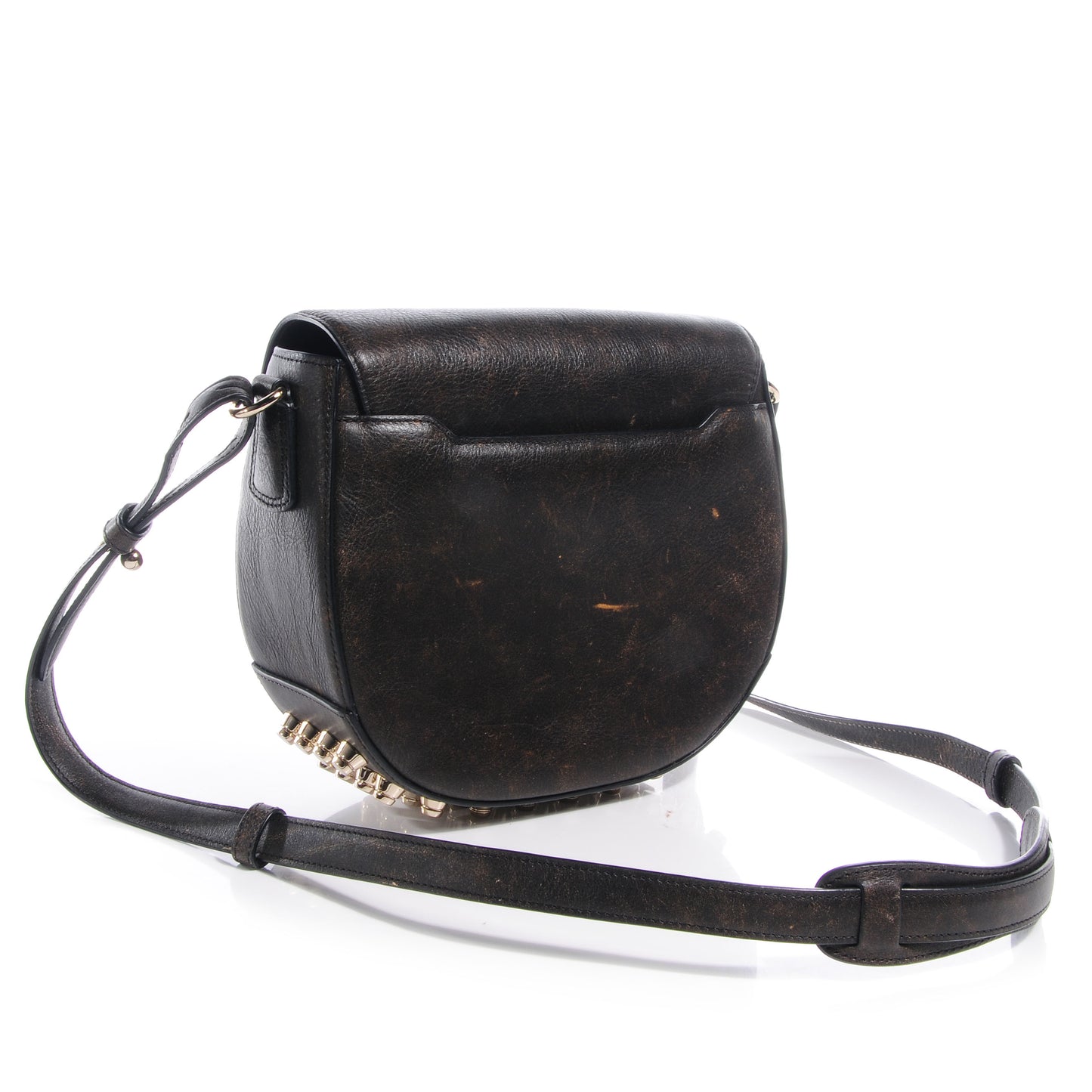 Distressed Lambskin Lia Small Parquet Brown