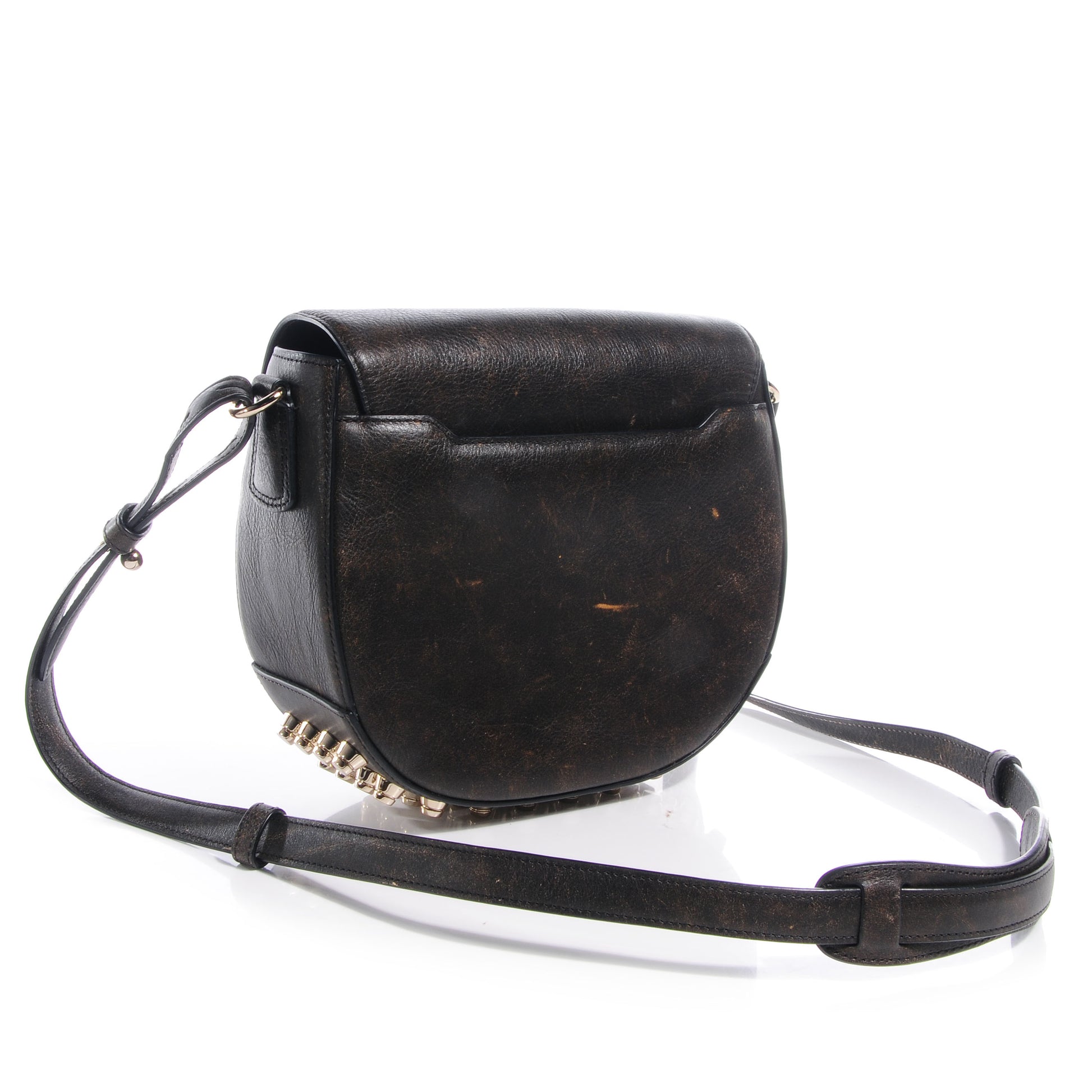 Alexander Wang Distressed Lambskin Lia Small Parquet Brown 3 of 6