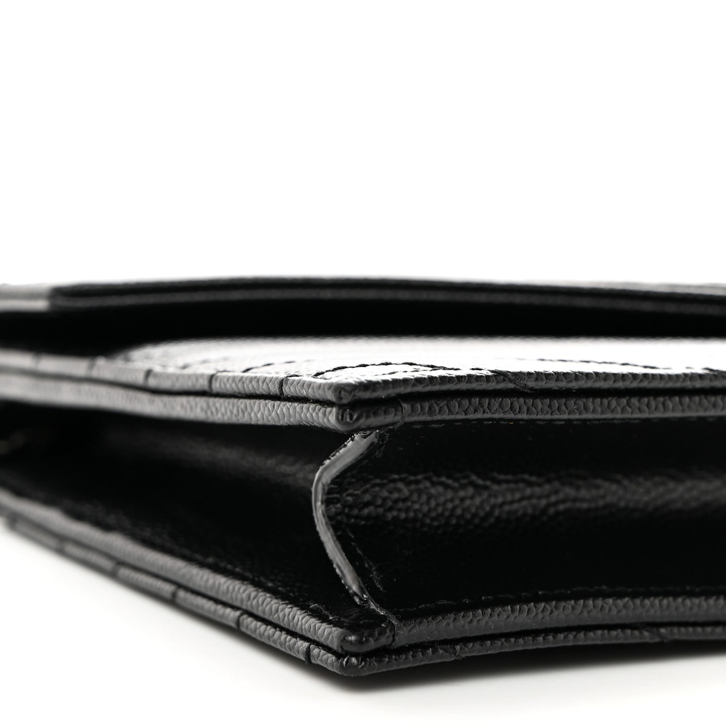 Grain De Poudre Matelasse Chevron Monogram Monochrome Envelope Chain Wallet Black