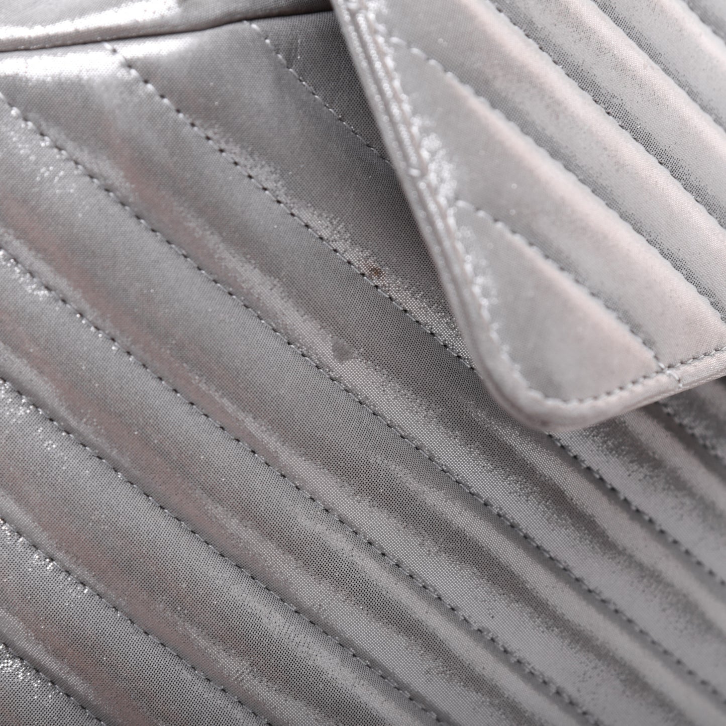 Metallic Calfskin Chevron Quilted Small Urban Spirit Backpack Silver