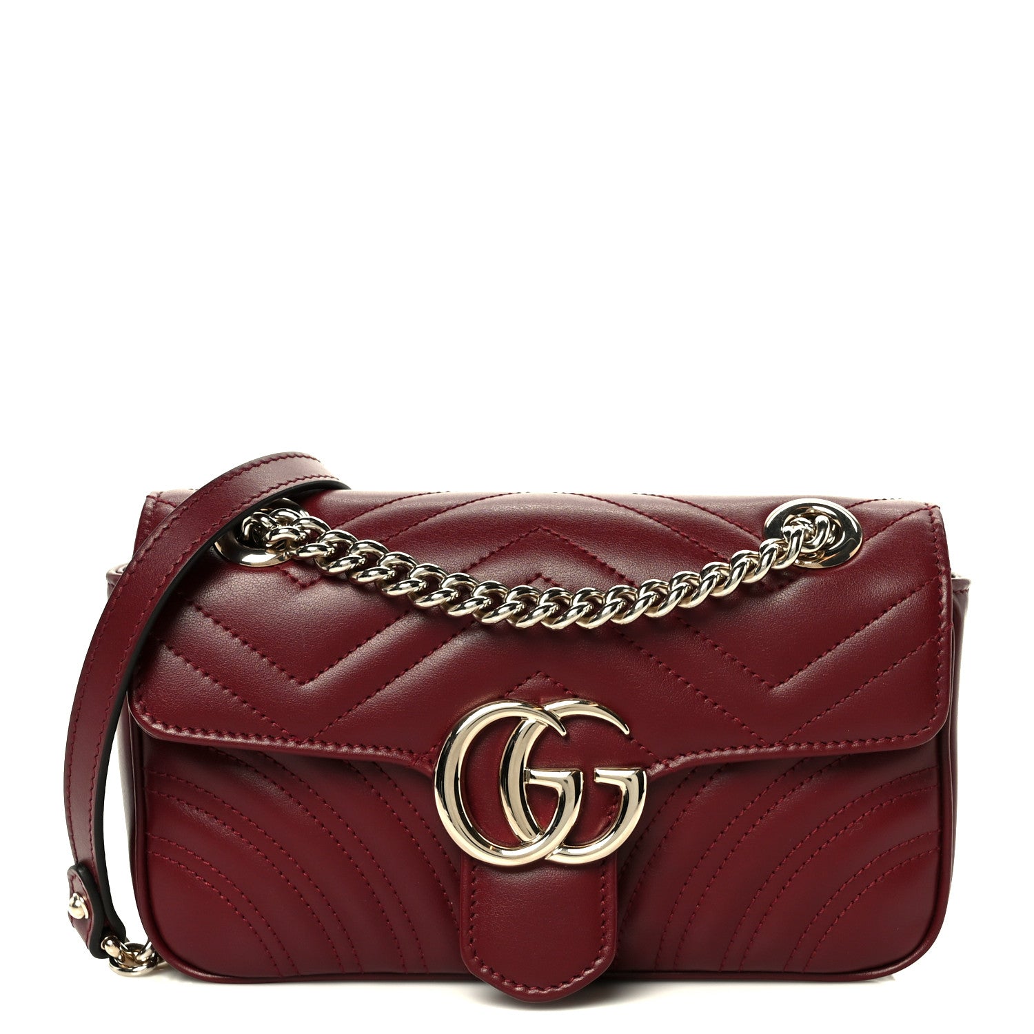 Gucci Calfskin Matelasse Mini GG Marmont Shoulder Bag Rosso Ancora 1 of 11