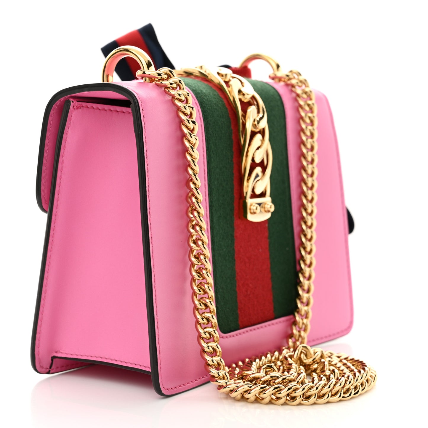 Vitello Fontanella Web Mini Sylvie Chain Shoulder Bag Pink Tropical Flower