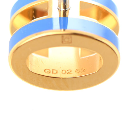 Hermes Rose Gold Lacquered Mini Pop H Earrings Bleu Sature 6 of 8