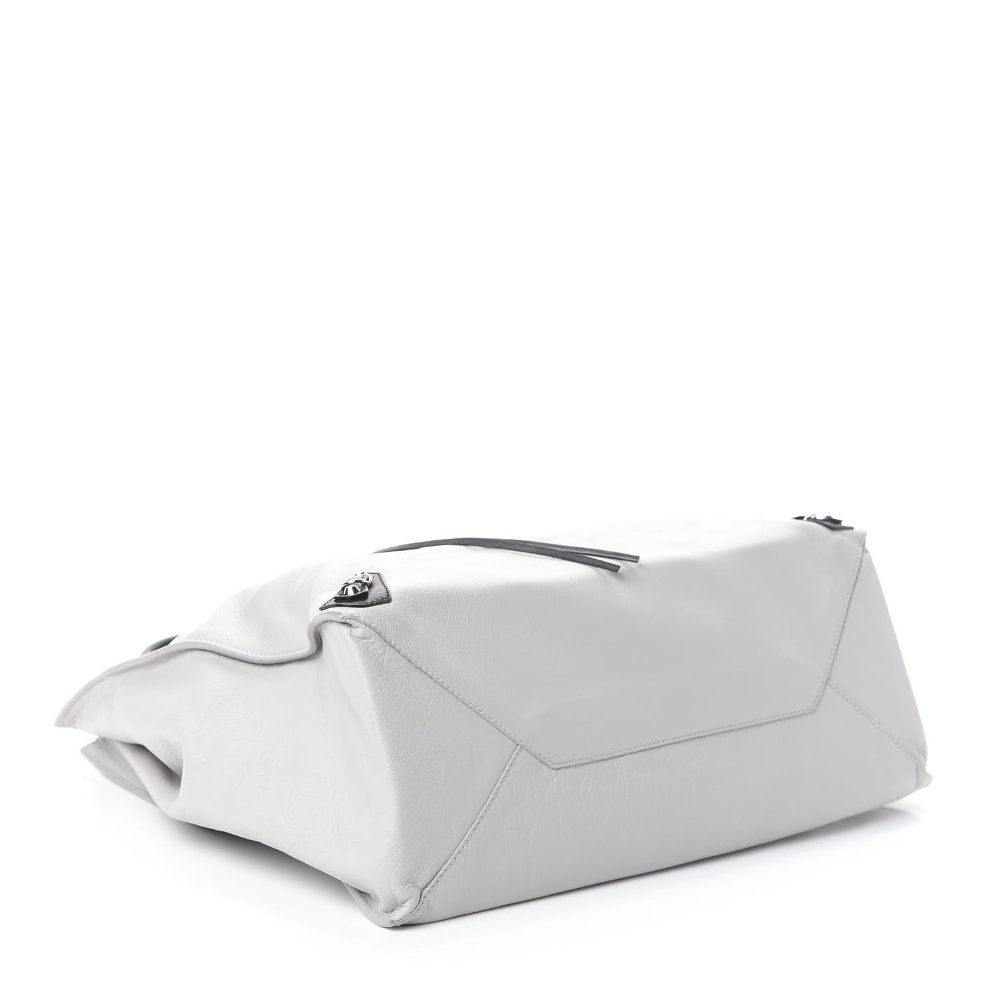 Supple Calfskin Bi-Color Papier A4 Tote White Black