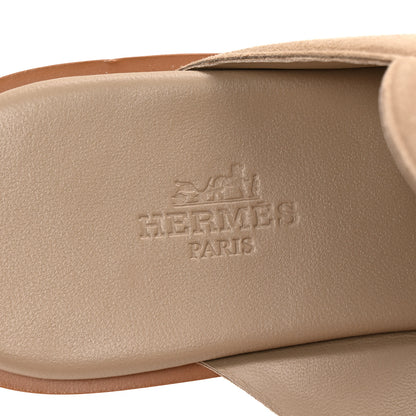 Hermes Suede Goatskin Nappa Lagune Sandals 38.5 Beige Sable 8 of 9
