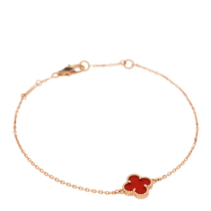 Van Cleef & Arpels 18K Rose Gold Carnelian Sweet Alhambra Bracelet 1 of 5