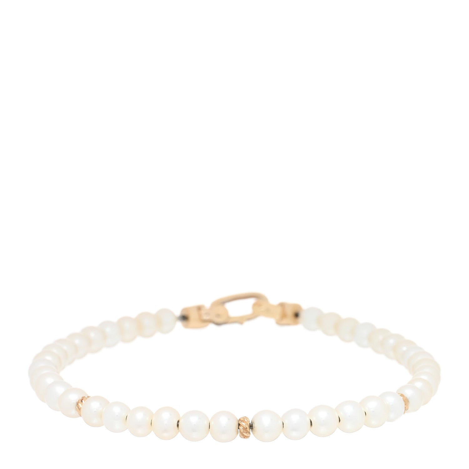 David Yurman 18K Yellow Gold Pearl 4mm Bijoux Spiritual Beads Bracelet 1 of 3